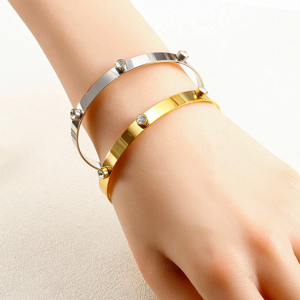 Stainless Steel Crystal Bangle