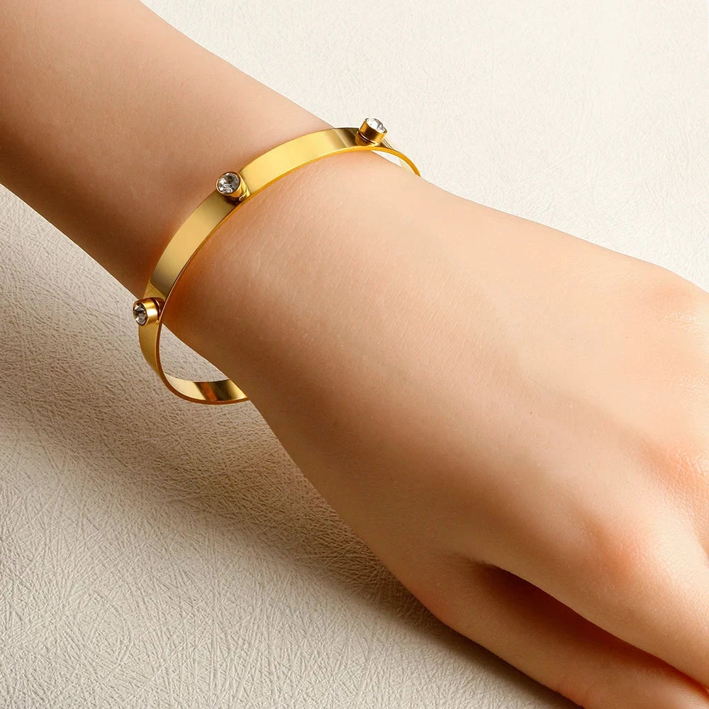 Stainless Steel Crystal Bangle