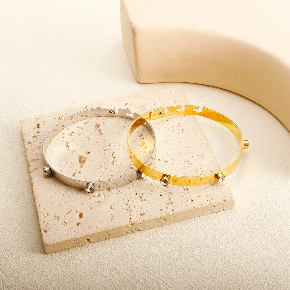 Stainless Steel Crystal Bangle