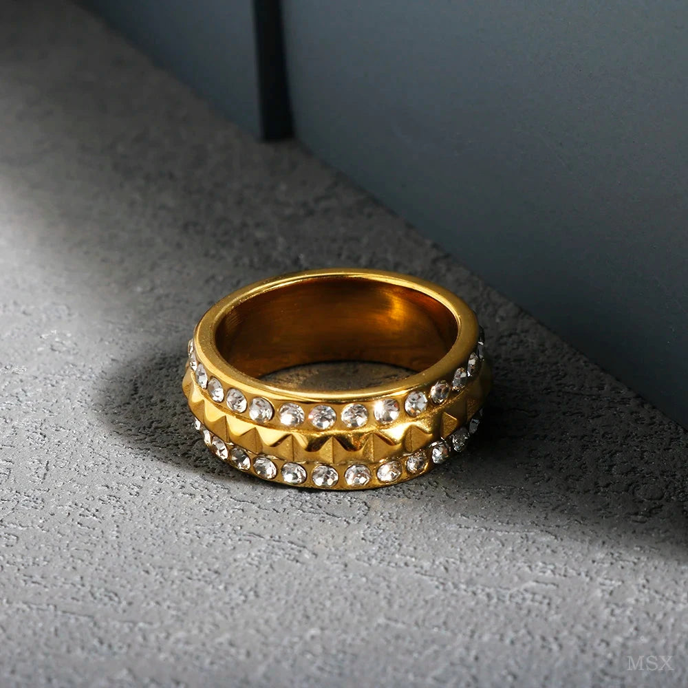 Stainless Steel Zircon Ring