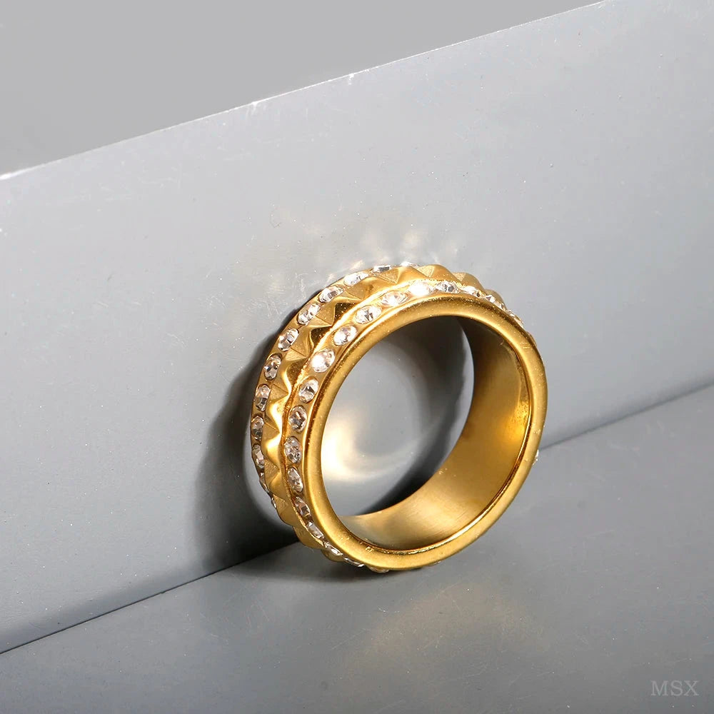 Stainless Steel Zircon Ring