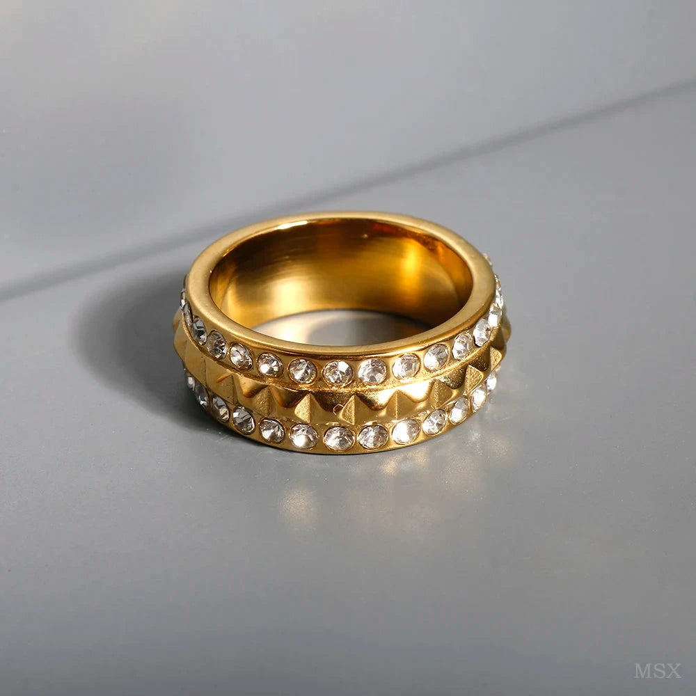 Stainless Steel Zircon Ring