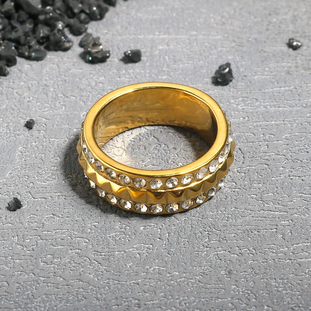 Stainless Steel Zircon Ring