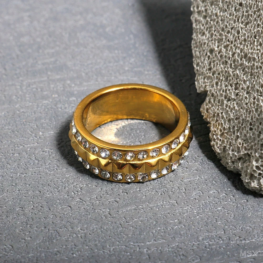 Stainless Steel Zircon Ring