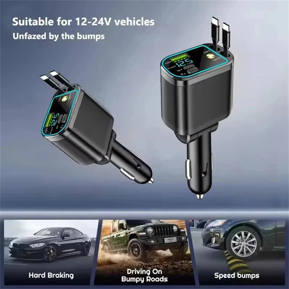 4-in-1 Retractable Car Charger