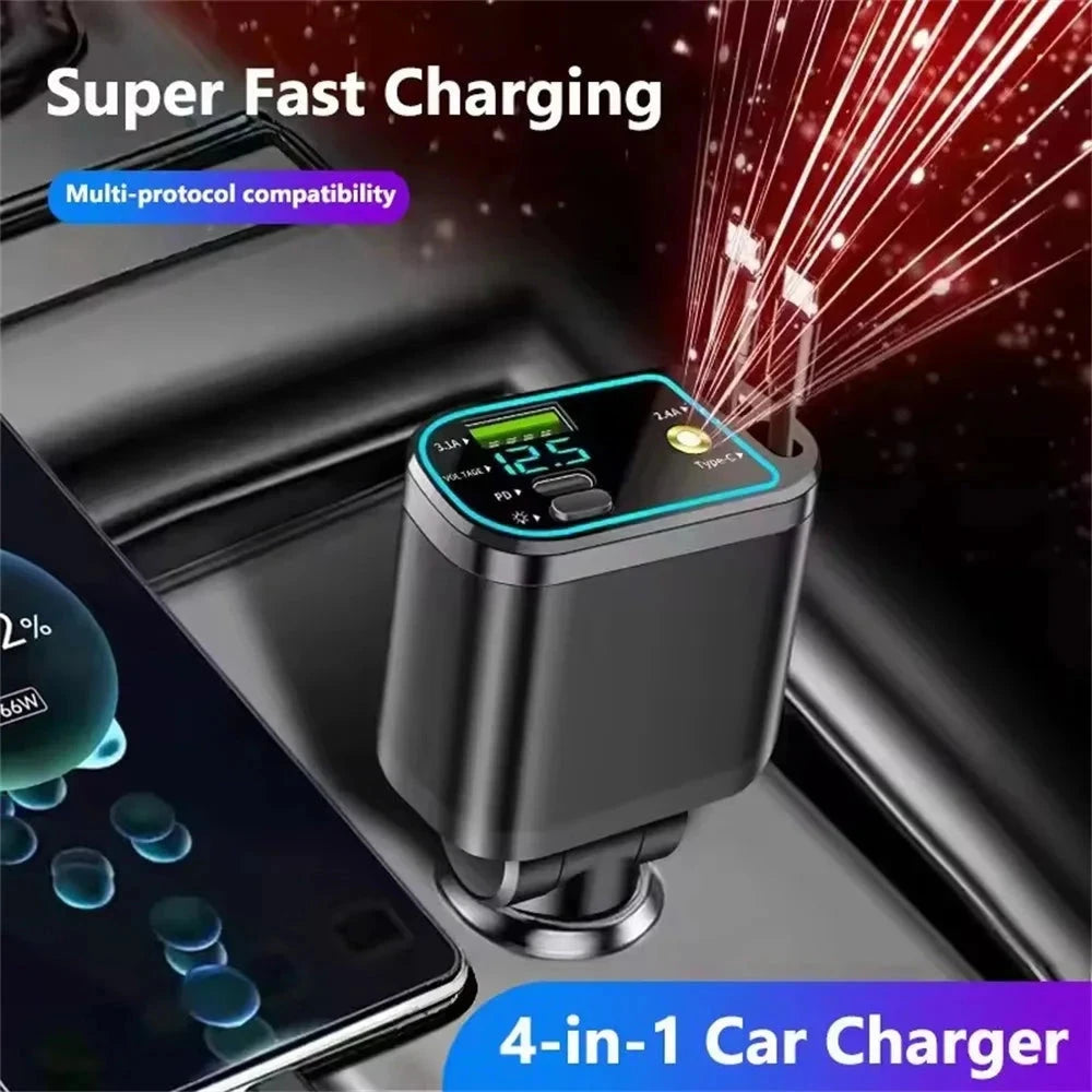 4-in-1 Retractable Car Charger