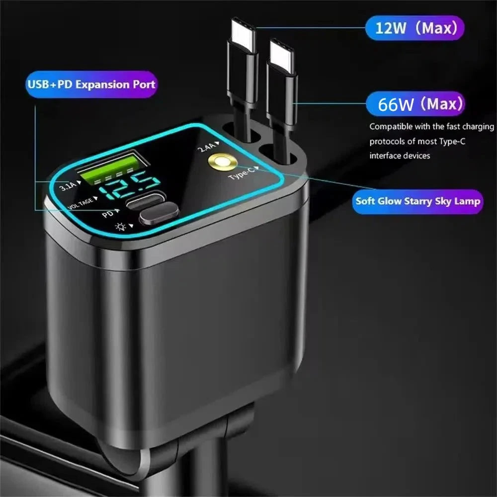 4-in-1 Retractable Car Charger